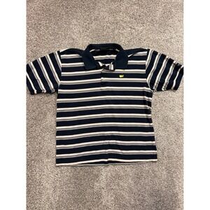 Masters Collection Polo Shirt Mens Medium Striped Navy White Cotton Mercerized *